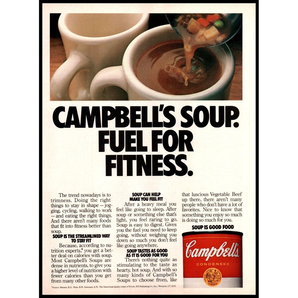 1982 Campbell's Soup Beer Stew Vintage Print Ad Cup of Soup Wall Art Photo